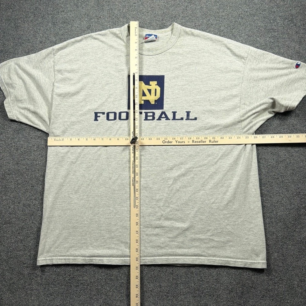 Y2K Notre Dame Champion T-Shirt Mens XXL Gray Football Short Sleeve Graphic Tee - Picture 7 of 11